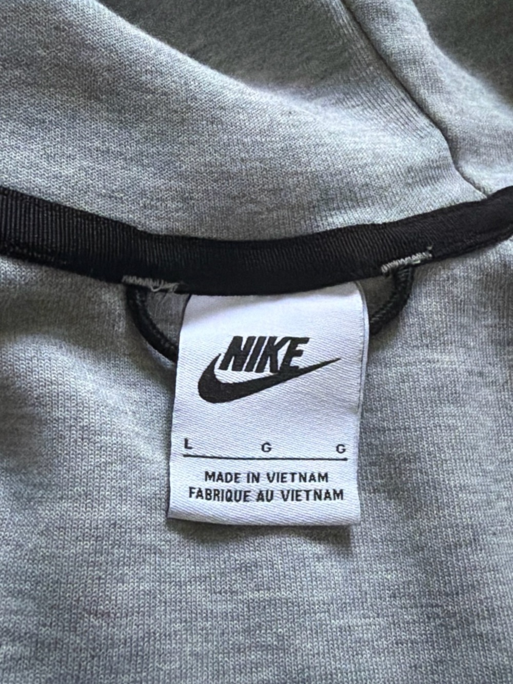 Nike Tech Light Gray Pullover Hoodie with Black Trim - Picture 2 of 2